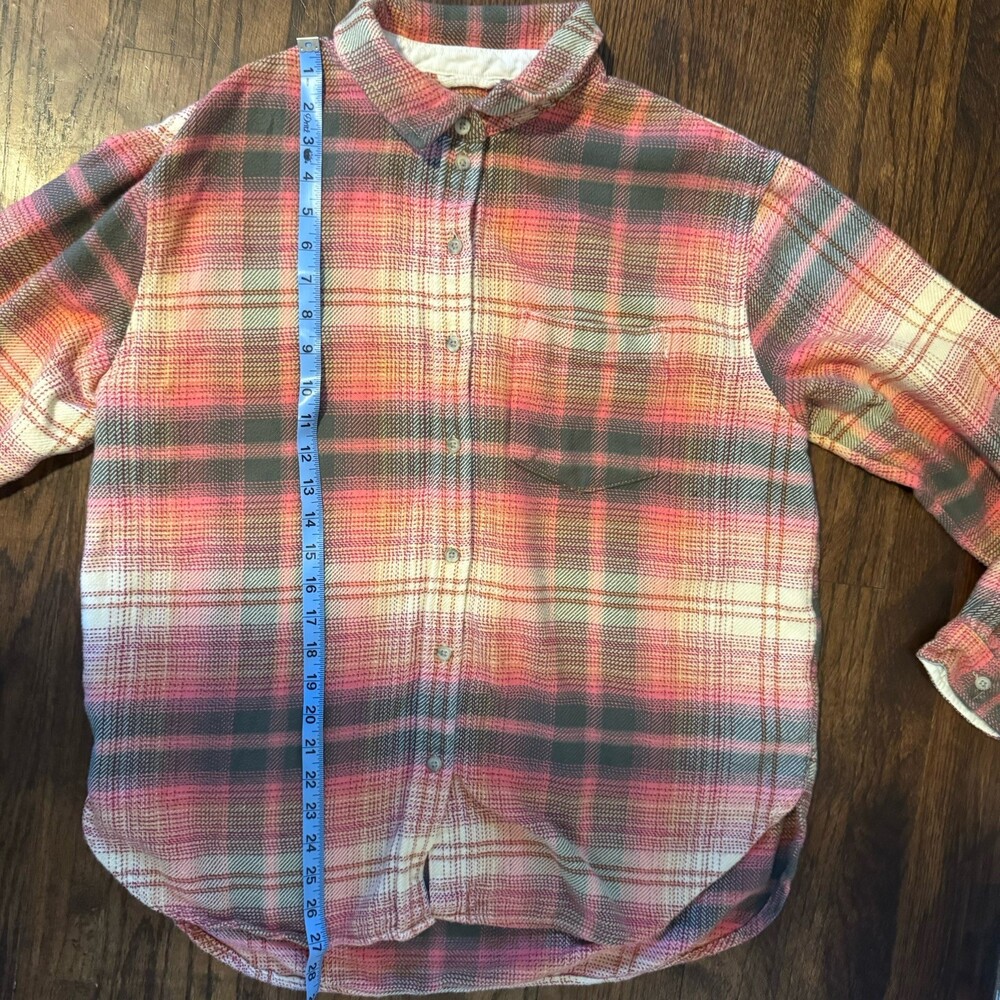 American Eagle Women's Long Sleeve Flannel Shirt Size Small Orange - Picture 8 of 9